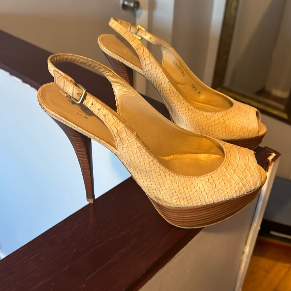 Stuart Weitzman Slingback Front Platform Peep Toe… - image 1